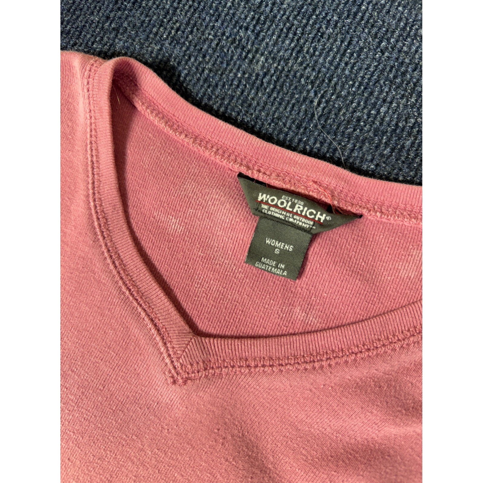 Woolrich Womens V-Neck 3/4 Sleeve Ribbed Knit Top Pink Size Small