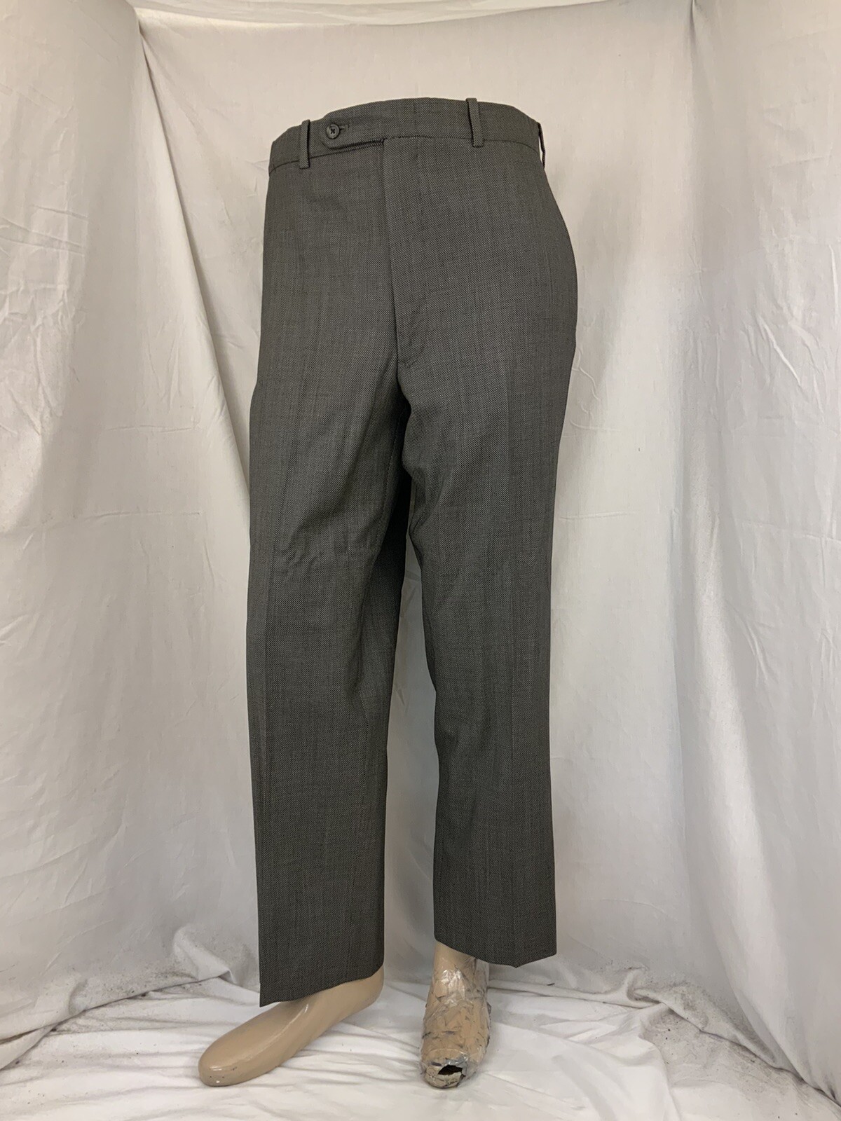Tom James Corporate Image Pants 36×28 Gray Check Wool USA EUC YGI T1-303