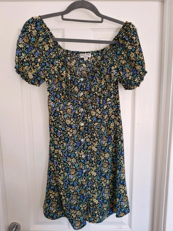 Brave Soul Floral Mini Dress Size S Puff Sleeve Cottagecore Milkmaid