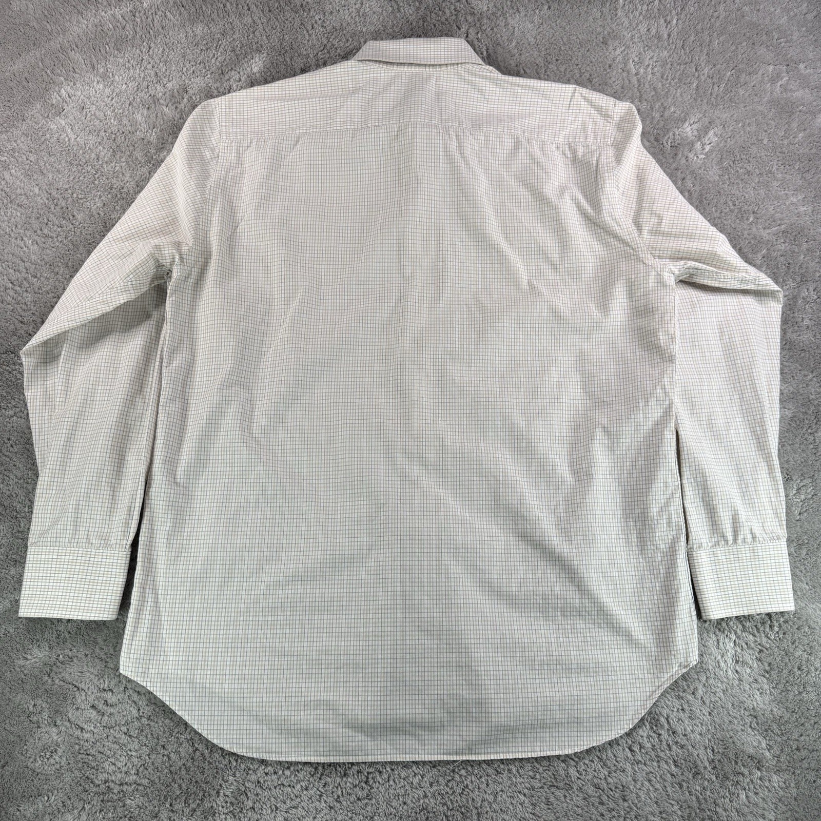 Canali 1934 Dress Shirt Mens 43 17 Beige Blue Check Cotton Button Up Italy