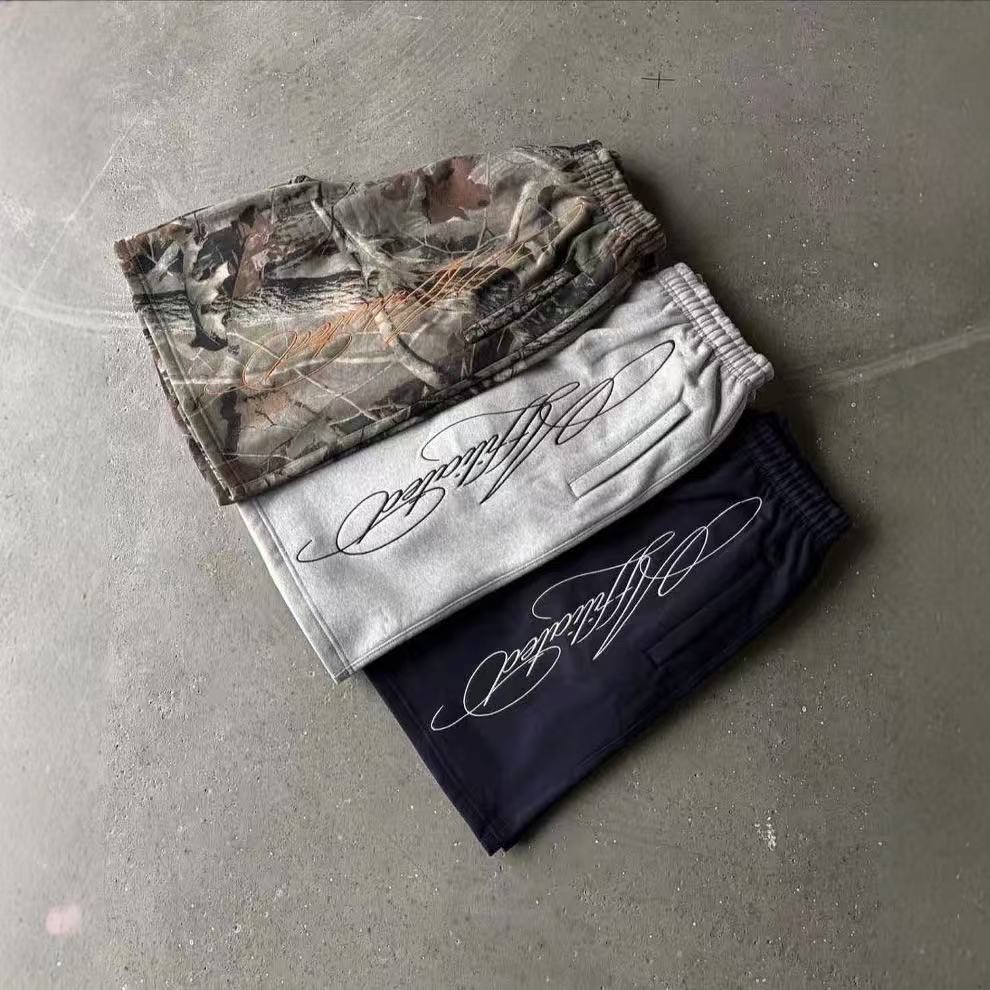 Men’s Y2K Streetwear Letter Print Shorts Loose Fit Casual Hip Hop Summer Sweat