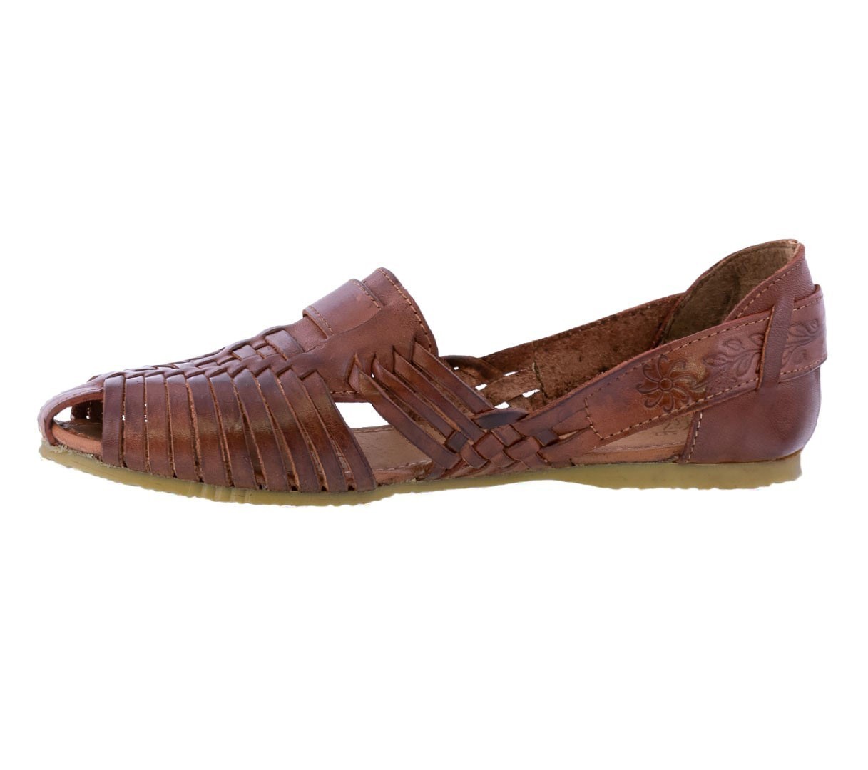 Womens Sandal Authentic Mexican Huarache Woven Leather Slip On Cognac Brown #110