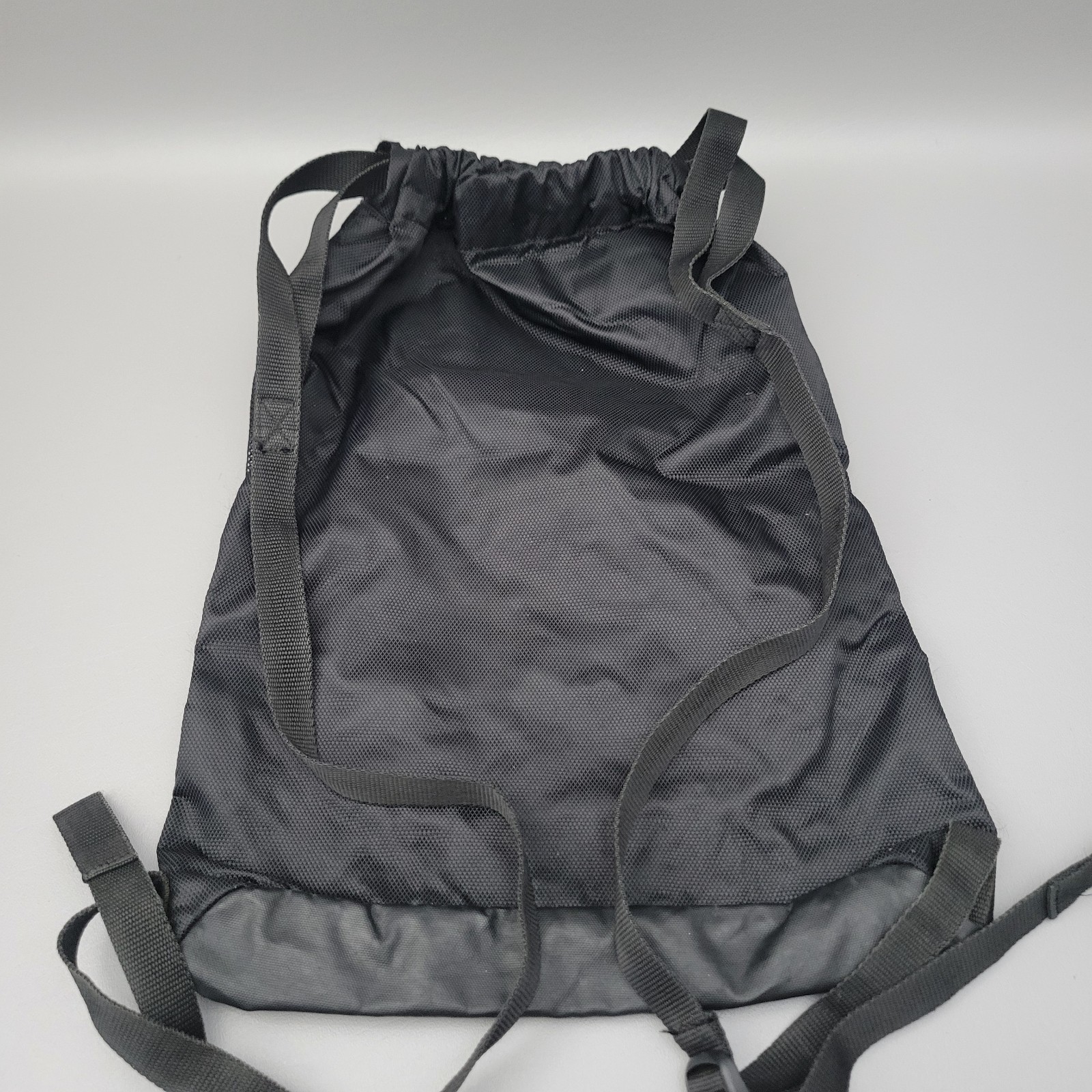 Y2K Nike Brasilia Drawstring Backpack Gym Bag Black Pockets Swoosh