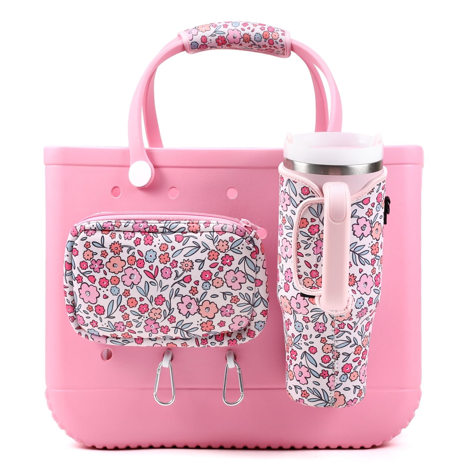 5PCS Organizer Holder for Bogg Bag, Accessories Bags, Pink Floral