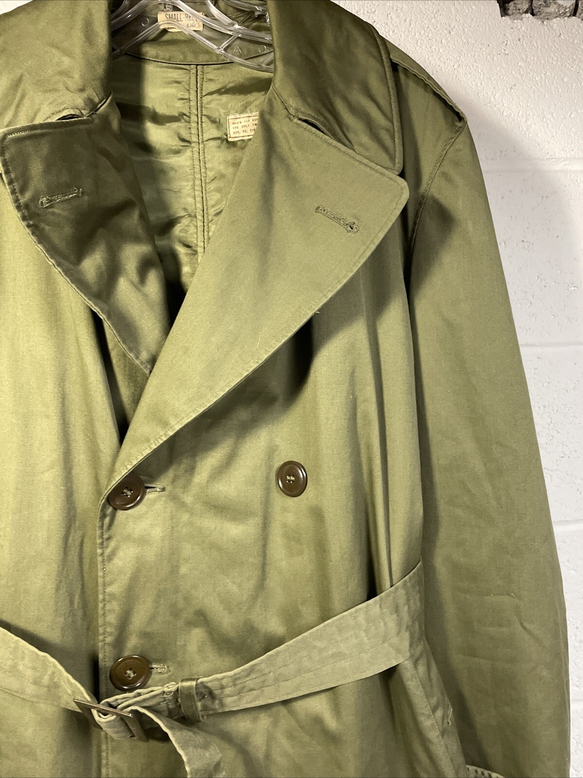 1953 Korean War US Army Winter Great Coat Lining OG-107 Overcoat Cotton Small