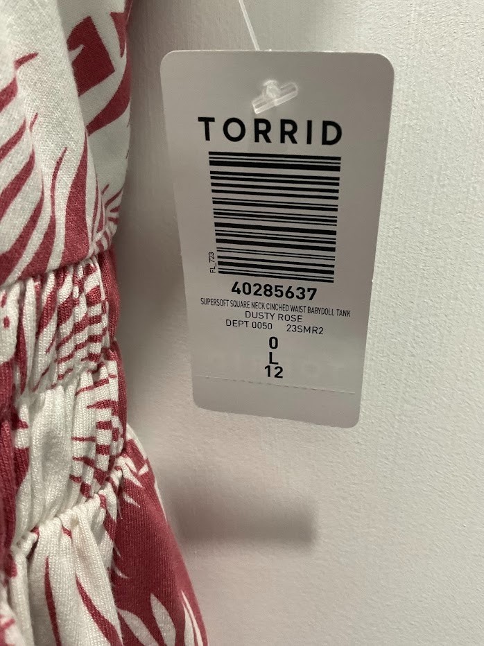 NWT Torrid Super Soft Babydoll Top Size 0 L 12 Coral Palm Flutter Sleeve Stretch