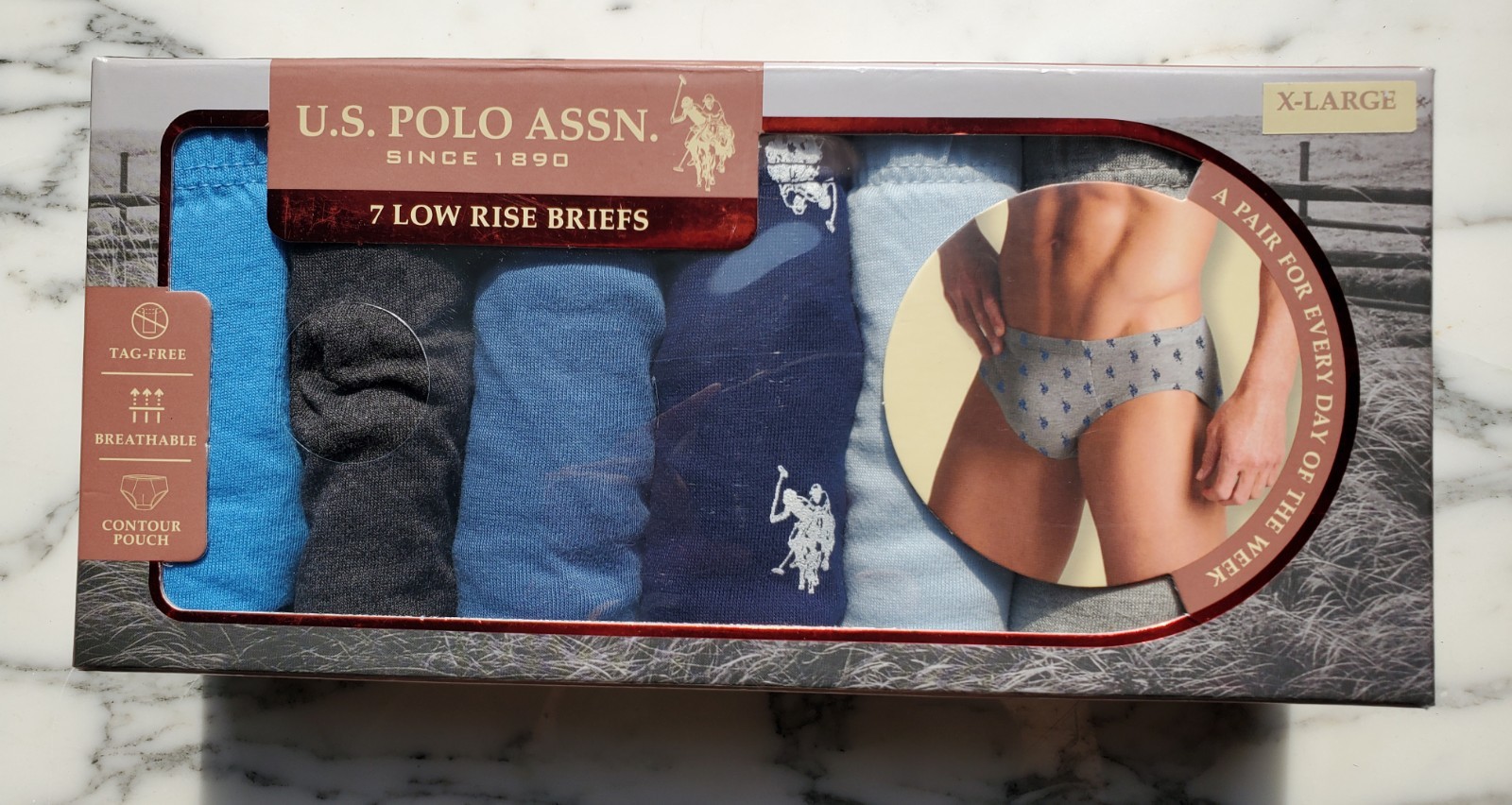 New XL (40-42″) U.S. Polo Assn. Mens Cotton Stretch Low Rise Briefs 7-pack