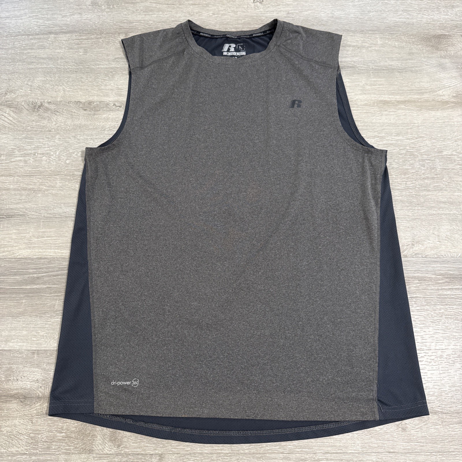 Russell Shirt Tank Top Men’s Large Gray Blue Dri Power 360 Athletic Sleeveless