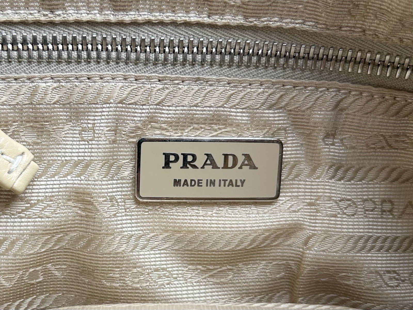 Prada Vitello Daino Leather Shoulder Bag | Ivory Beige | Made in Italy