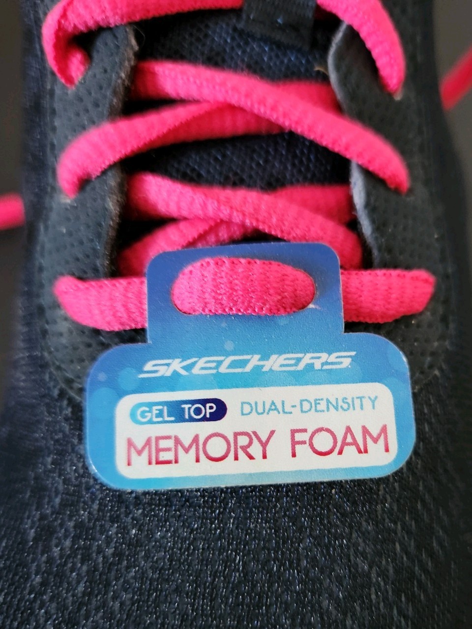 Skechers Dual Lite Gel Top w Memory Foam Soles Navy Pink Ombre Upper Womens Sz 8