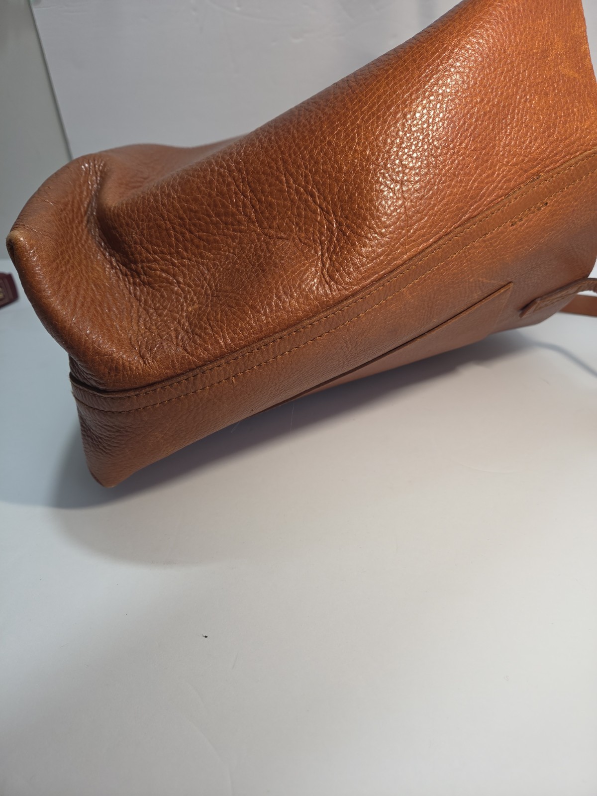 Madewell Cognac Brown Pebbled Leather Tote Bag Double Handle Carryall