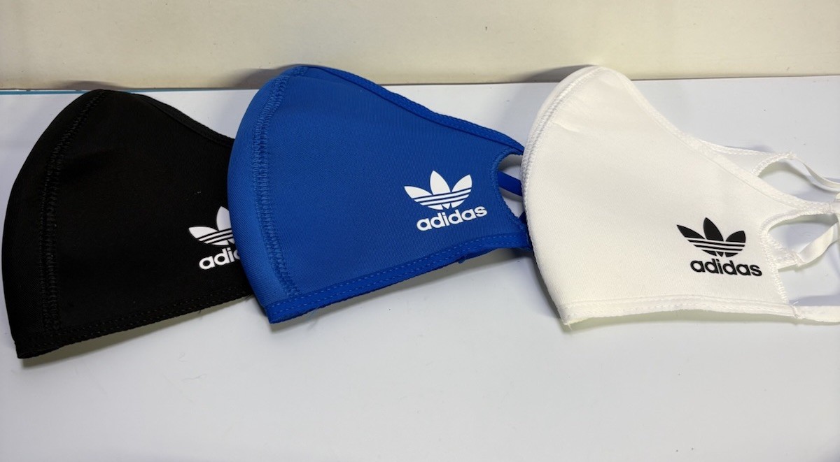 Adidas Originals Unisex Face Covers 3-Pack, Black/White/Blue, Size M/L, HB7854