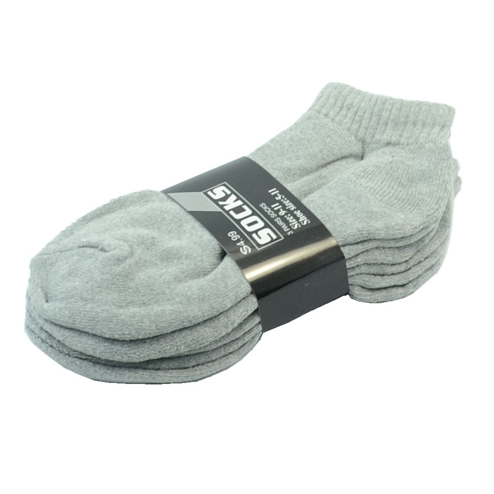 1 Dozen 3 12 Pairs Ankle/Quarter Crew Mens Socks Cotton low cut Size 10-13 Gray