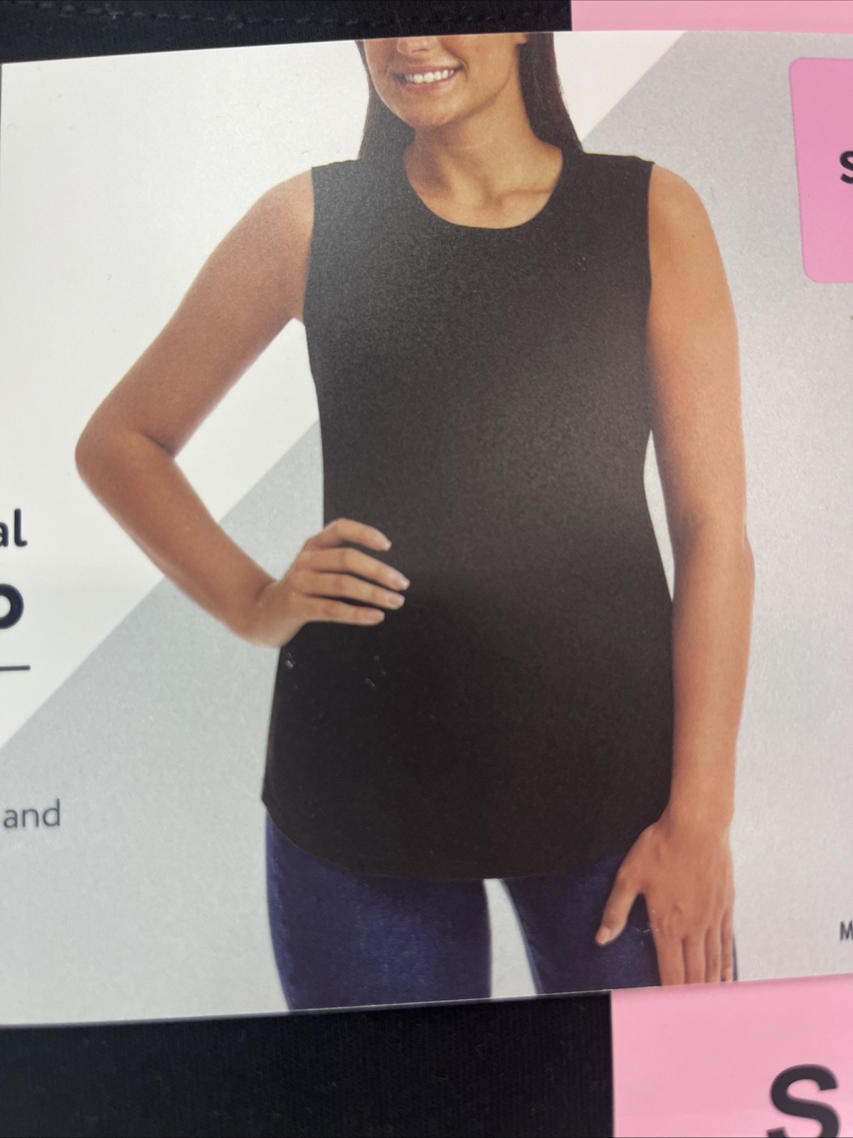Members Mark Ladies Essential Tank Top Relaxed Fit Curved Hemline Black Soot S