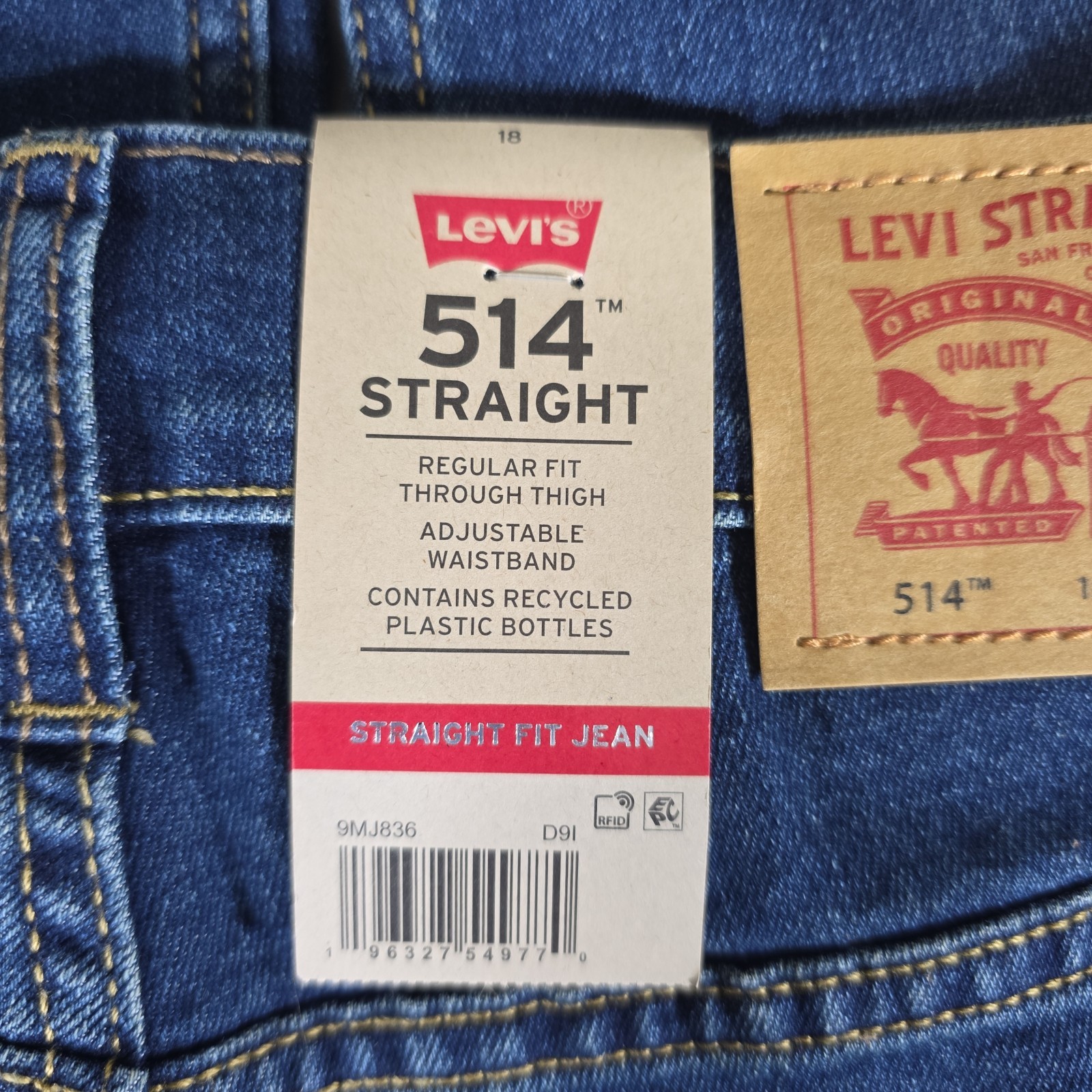 Levi’s Boys’ 514 Straight Fit Performance Jeans – Medium Wash 18 Reg 29×31