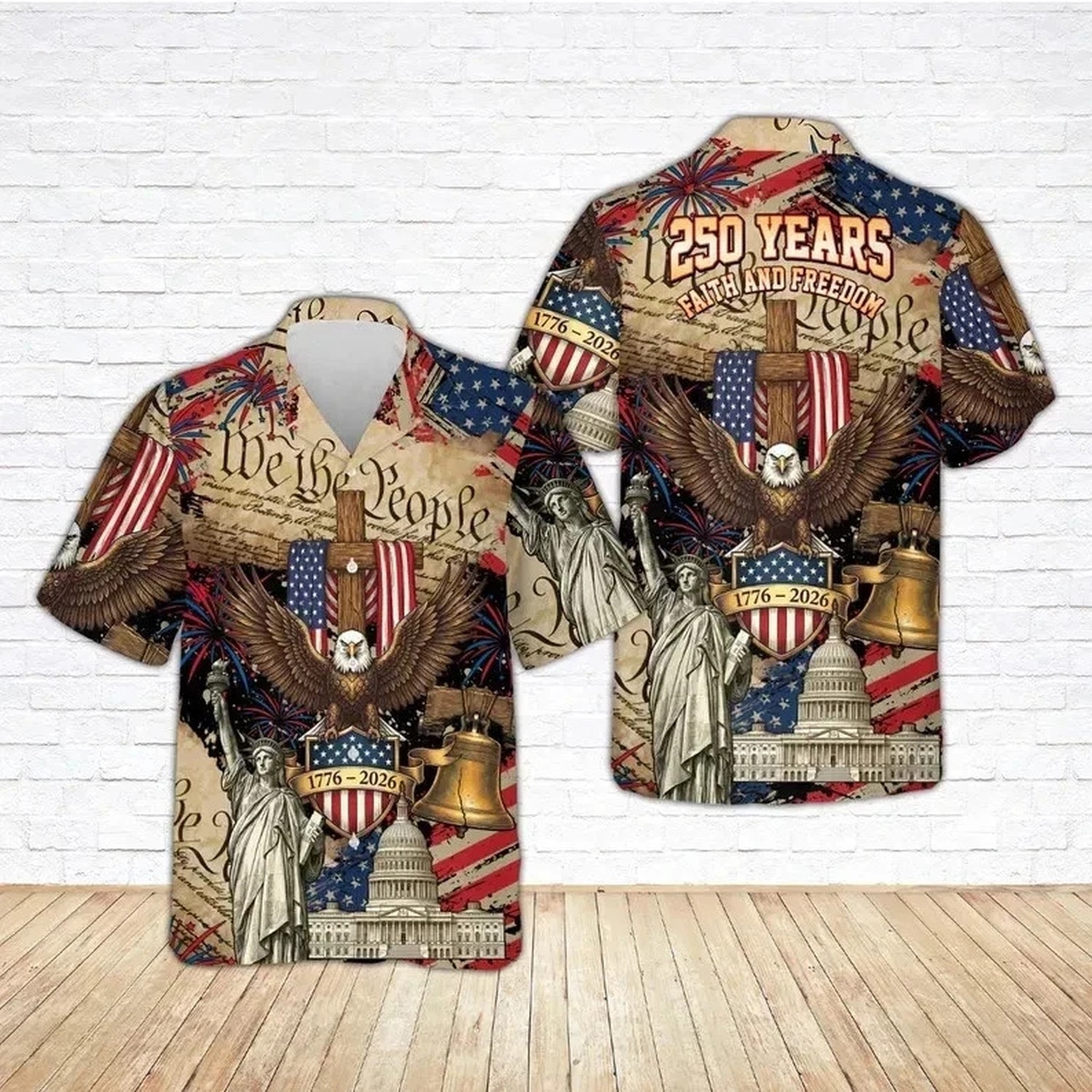 4th Of July USA 250th Anniversary Hawaiian Shirt 1776–2026 Eagle Liberty Faith