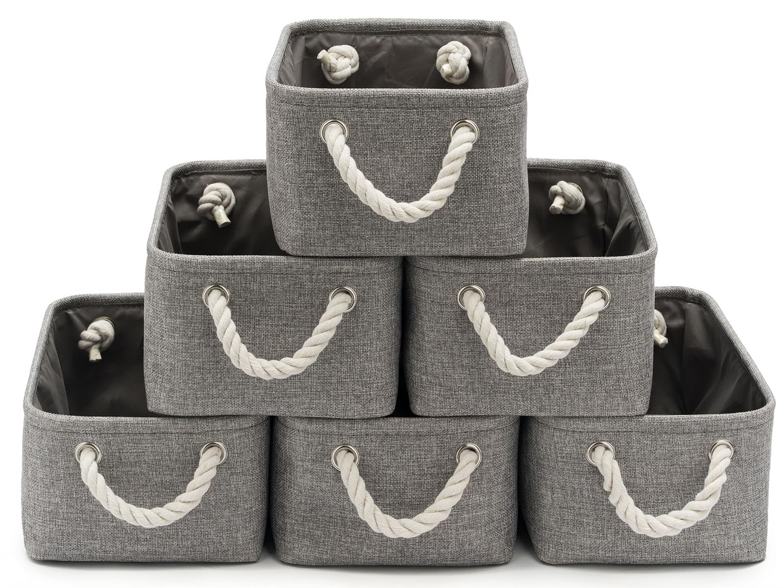 11.8×7.9×5.2 Inch Fabric Small Storage Bins with Handles 6 Pack | Foldable St…