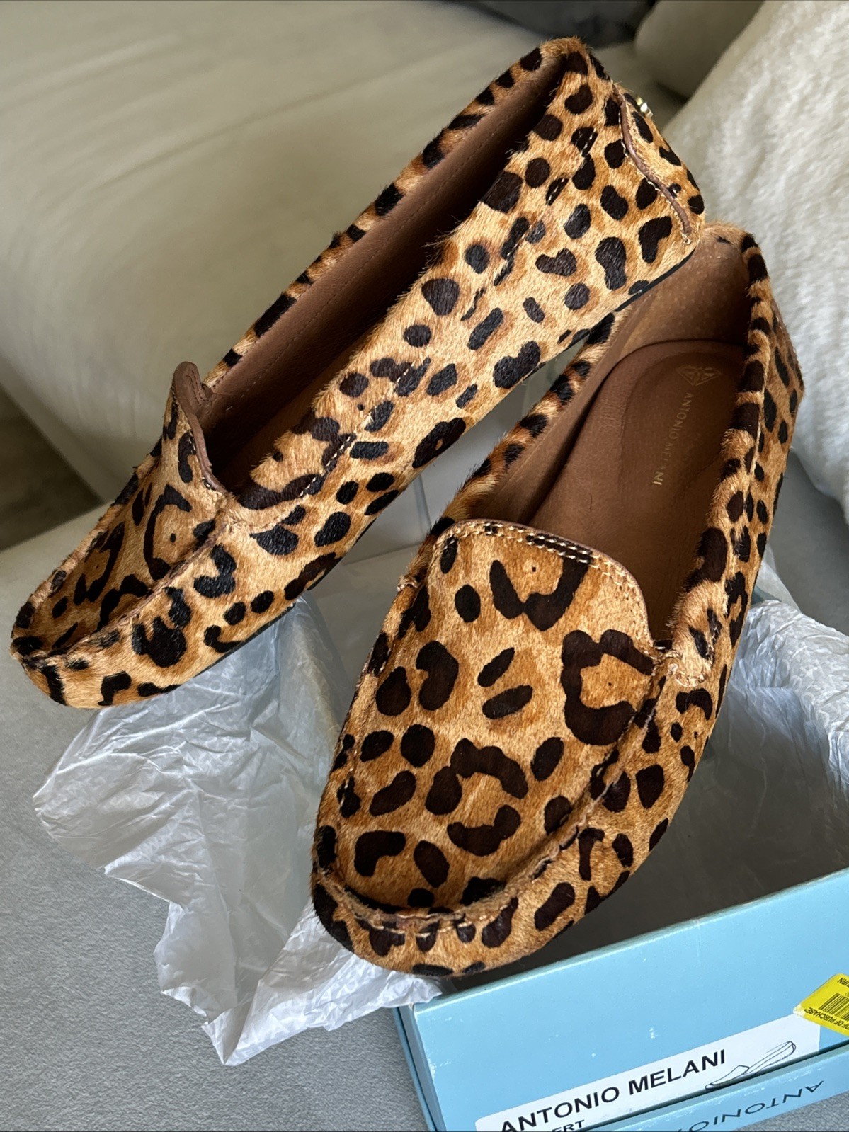 Antonio Melani Colbert Tan Multi Bovine Hair Leather Lining Flats 9 New In Box