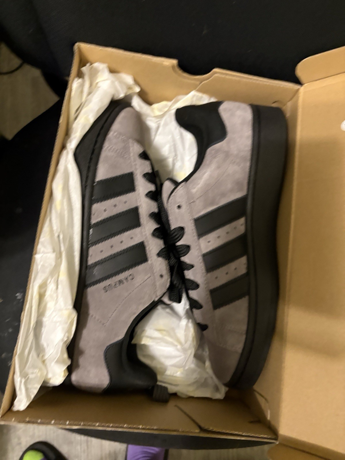 adidas Campus Low Top Sneakers Gray Black Suede Lace Up Men’s New in Box