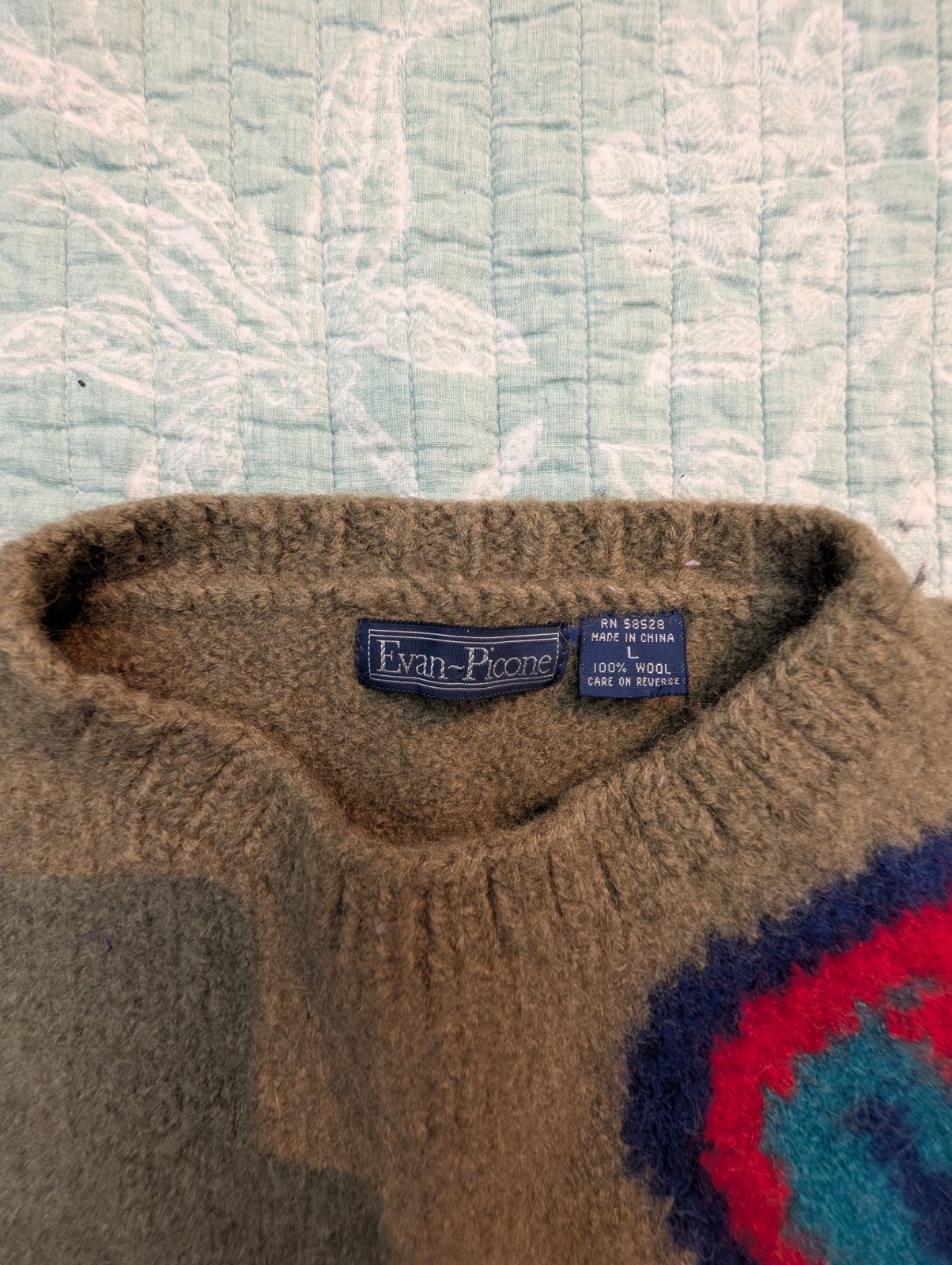 Evan Picone Wool Print Sweater.. Size L Measurements In Pictures See Photos