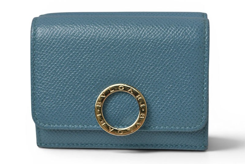 Bulgari Wallet Authentic Bulgari Bulgari Compact Wallet Turquoise Blue Leather