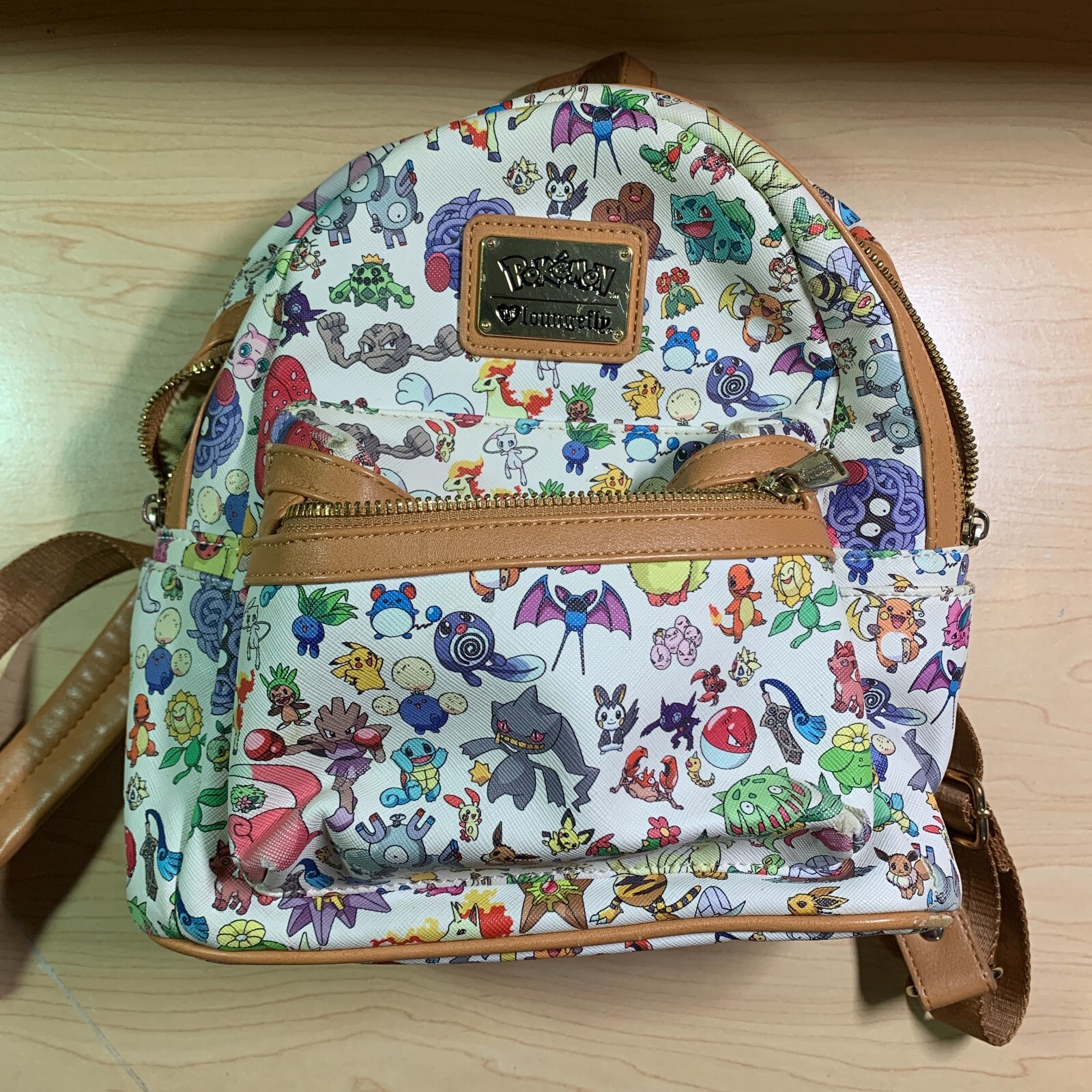 Loungefly Pokemon 151 Mini Backpack White Squirtle Bulbasaur Pikachu Mew Used