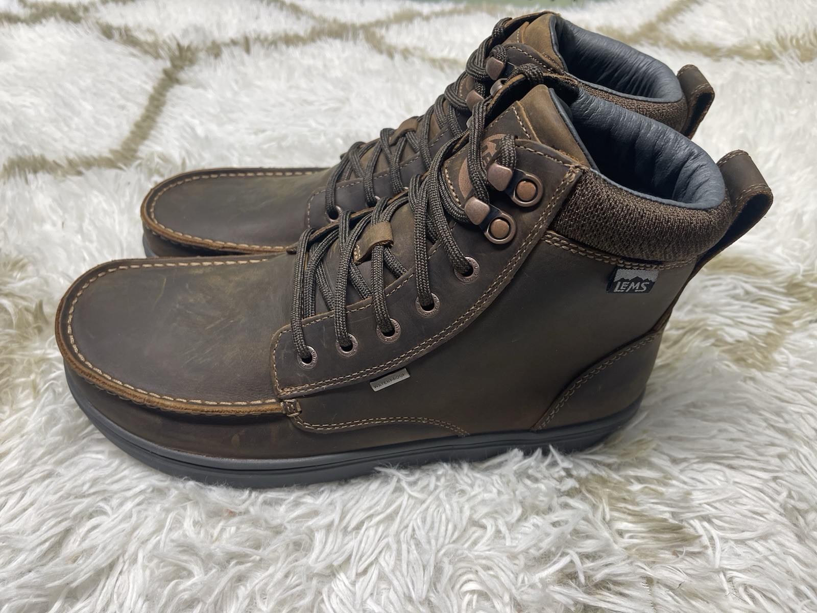 🧡NIB*Lems Boulder Boot Grip Waterproof Men’s Size 10 Full-Grain Oiled Leather🧡
