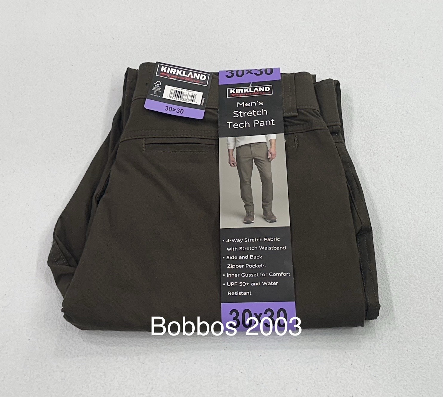 Kirkland Signature Men’s Stretch Tech Pants, Brown, Size 30X30