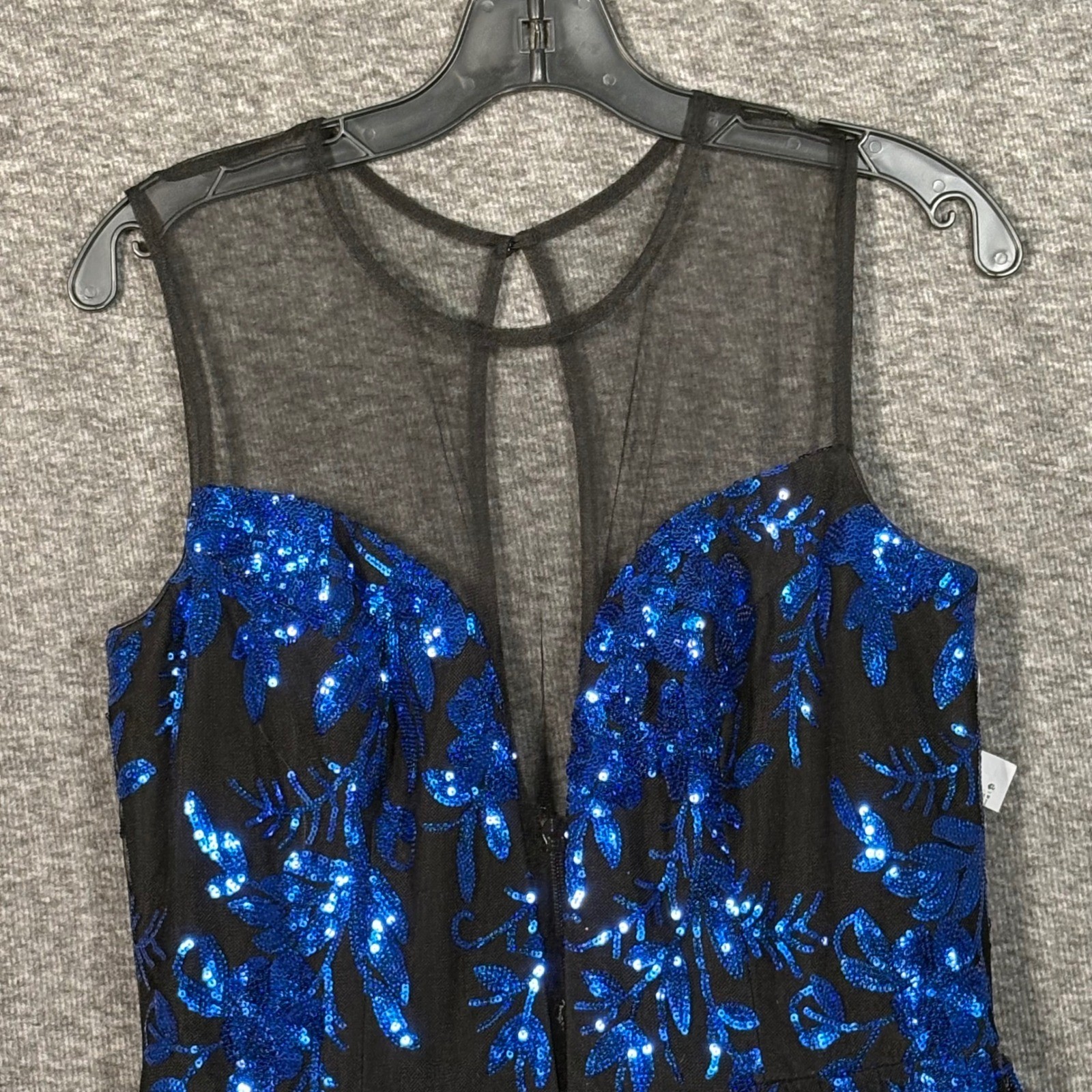 Dress The Population Eleanor Electric Blue Sequin Floral Maxi Gown Womens Large