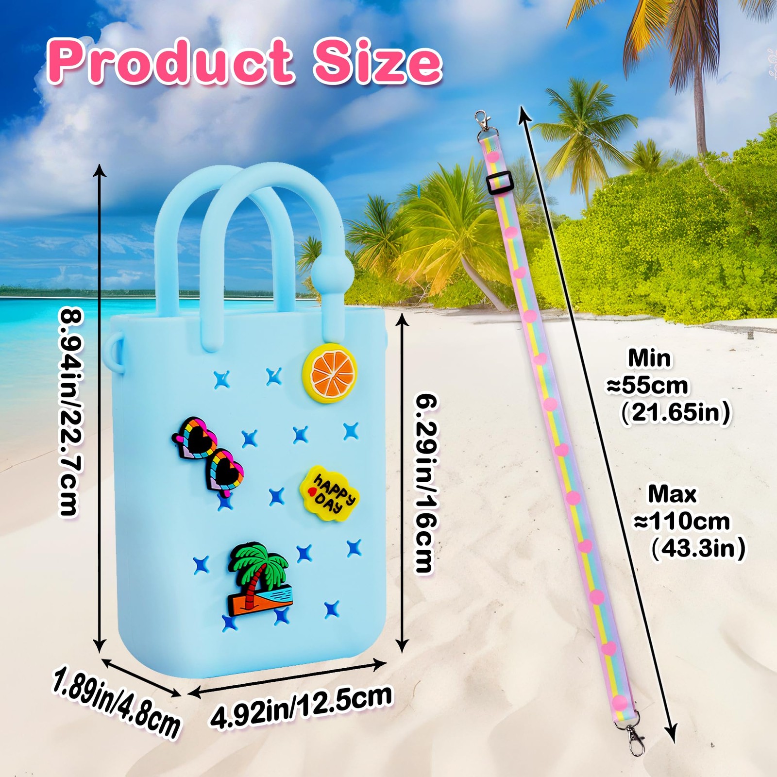 Mini Rubber Tote Bag, EVA Waterproof Beach Tote for Little Girls And Woman, S…