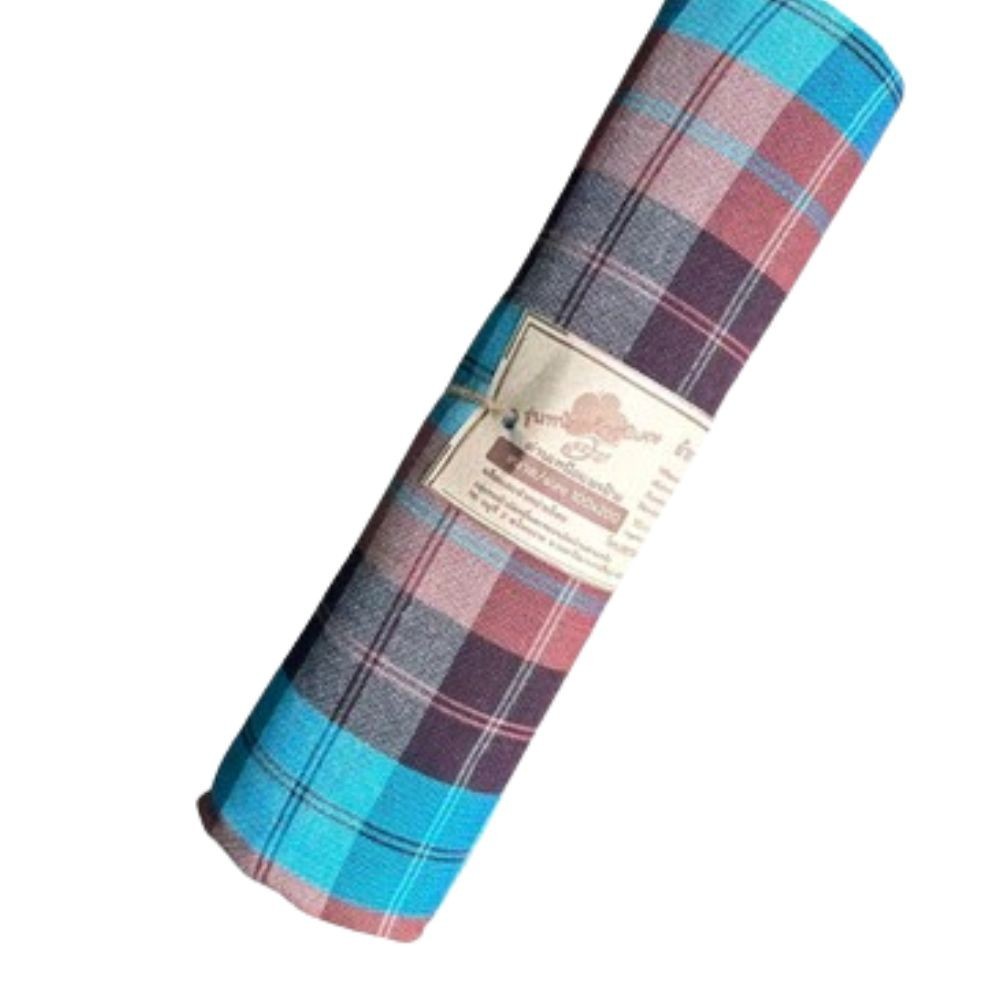 Cotton Plaid Ethnic Handwoven Authentic Thai Traditional Fabric Pha Khao Ma 100