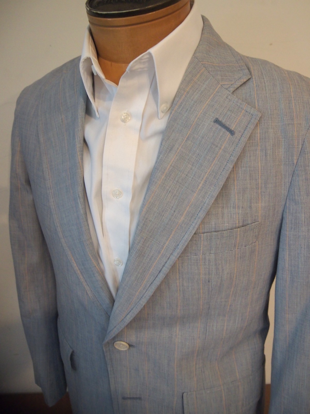 Vintage Haspel 2 Piece Cotton Blue Suit 38 short 30W x 28 Inseam Made in USA