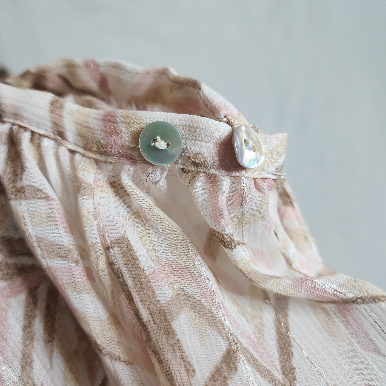 WHBM Size 4 Brookside Boho Pink Cream Print Blouse White House Black Market