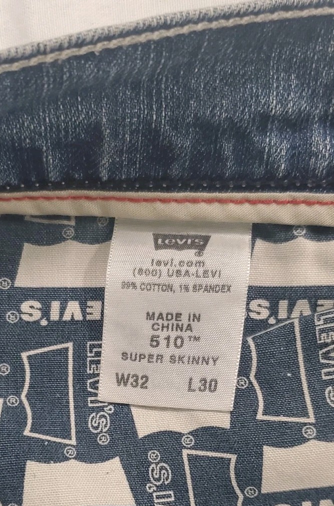 Levi’s 510 Jeans Men’s Size 32×30 Super Skinny Faded Light Blue Denim