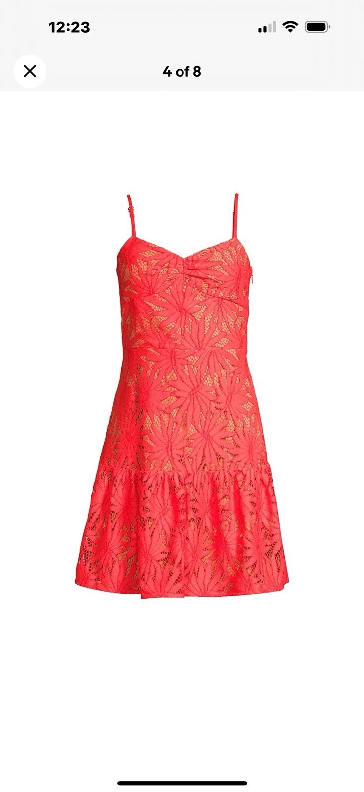 Michael Kors Red Floral Lace Sweetheart A-Line Dress Spaghetti Straps Size 6