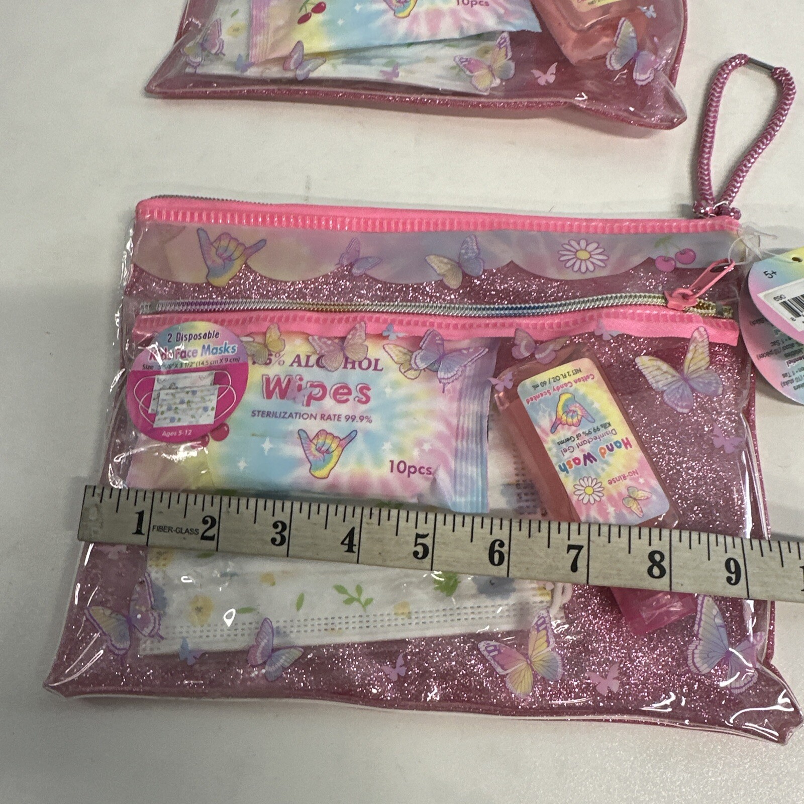 2-PACK Pink Pouches with Hand Wipes, Hand Wash, Face Masks Ages 5-12 Kids Pack