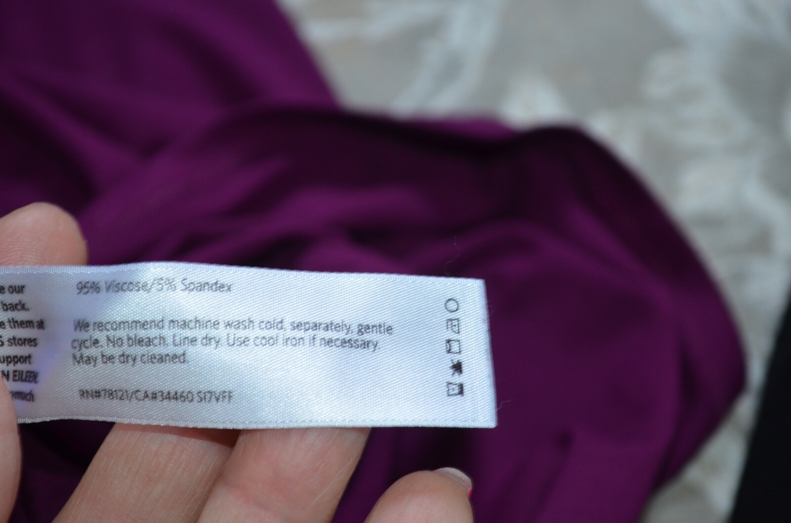 Eileen Fisher Purple 95% Viscose/5% Spandex Short Sleeve Knit Top Size S