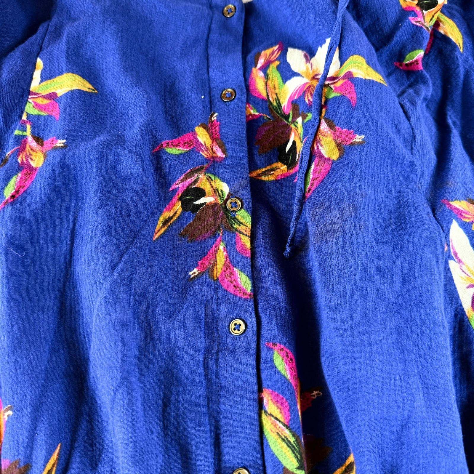 A New Day Blue Floral Size L Boho Lined Cottagecore A-line Knee Length Dress