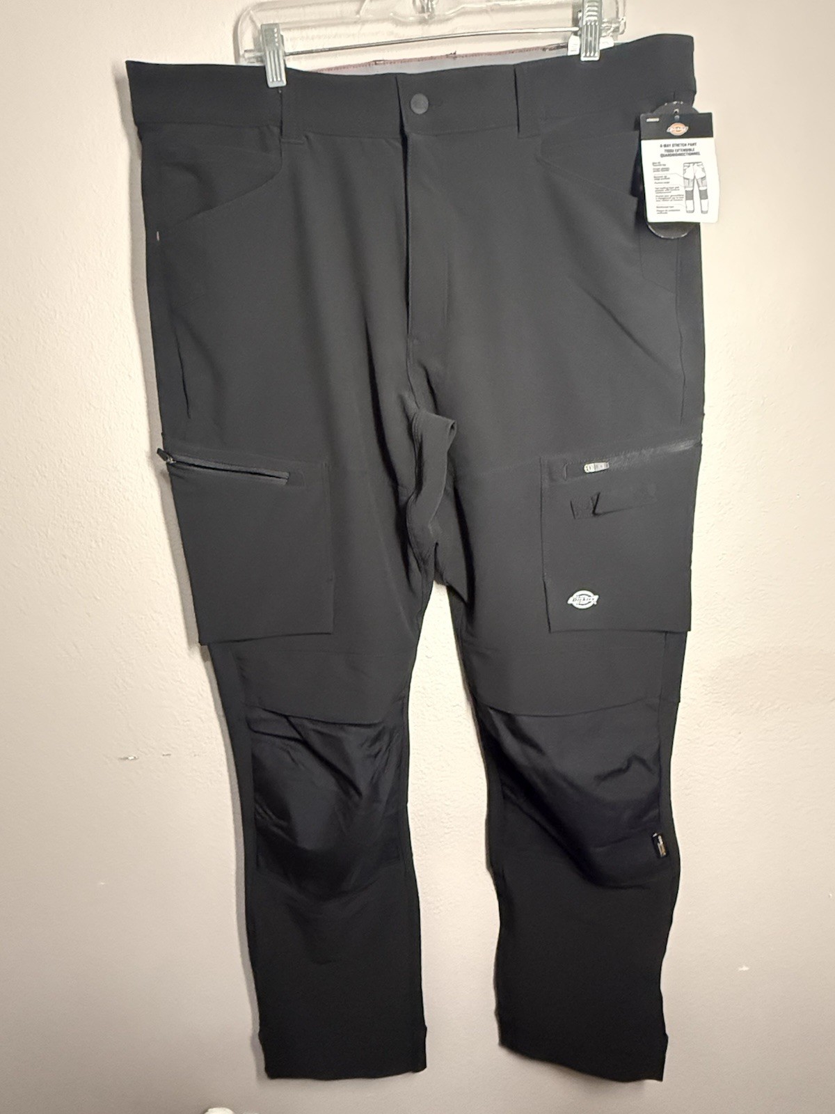 Dickies Men’s Tech 4-Way Stretch Pants Men’s 38×32 Black TR4020 Zip Pockets Logo