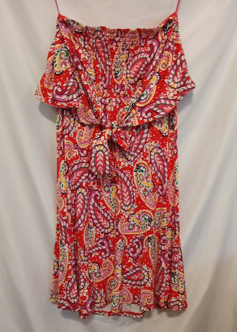 BODEN Lilah Multi Way Strapless Dress Women 6P Petite Red Paisley Halter