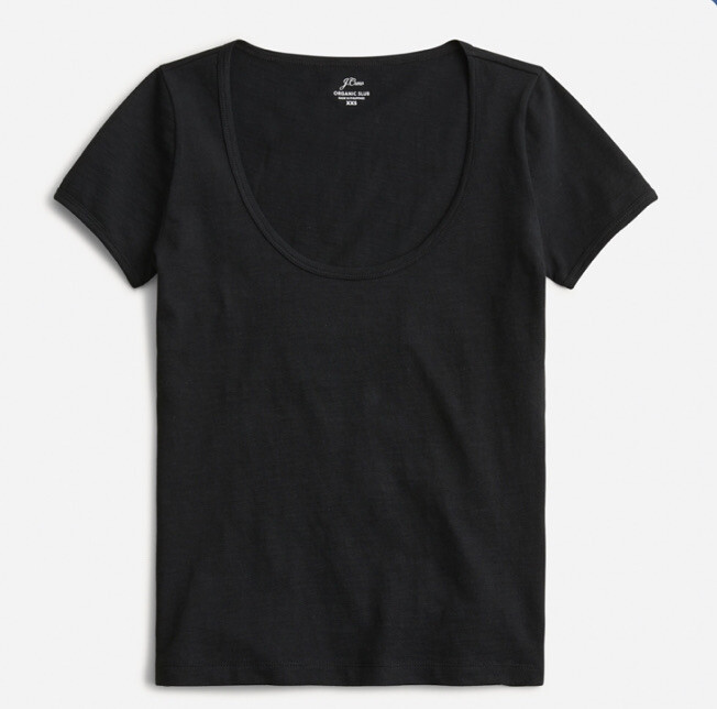 J. Crew ’90s Cropped Organic Slub Cotton Scoopneck T-Shirt – Black – XX Large
