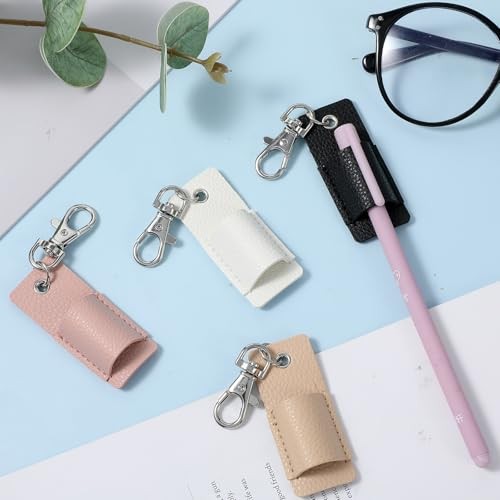 4 Pcs Pen Holder for Lanyard, Lanyard Pen Holder Black, White, Beige, Pink