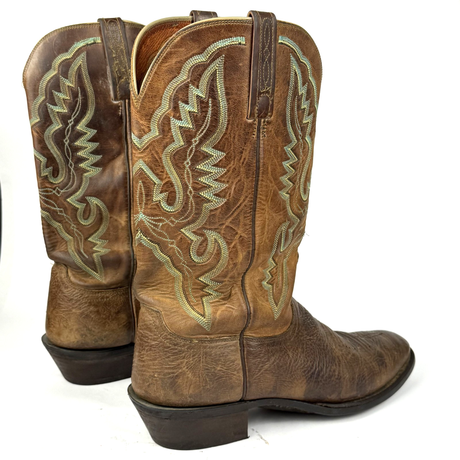 Lucchese 2000 Brown Bullhide Leather Round Toe T3253R Mens Cowboy Boots sz 9.5D
