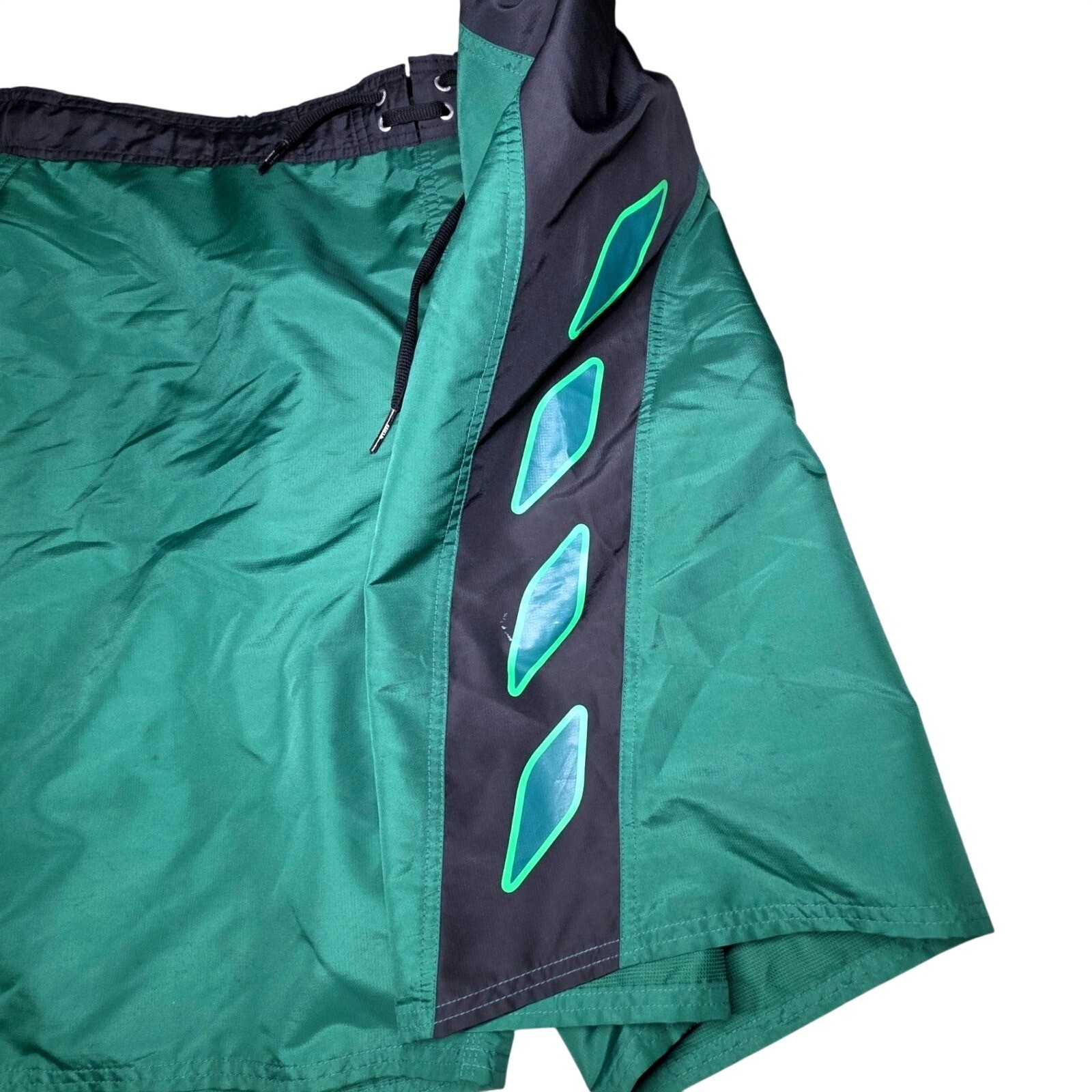 Nike Mens Green Black Graphic Mesh Lined Athletic Swim Trunks Shorts XXL Y2K