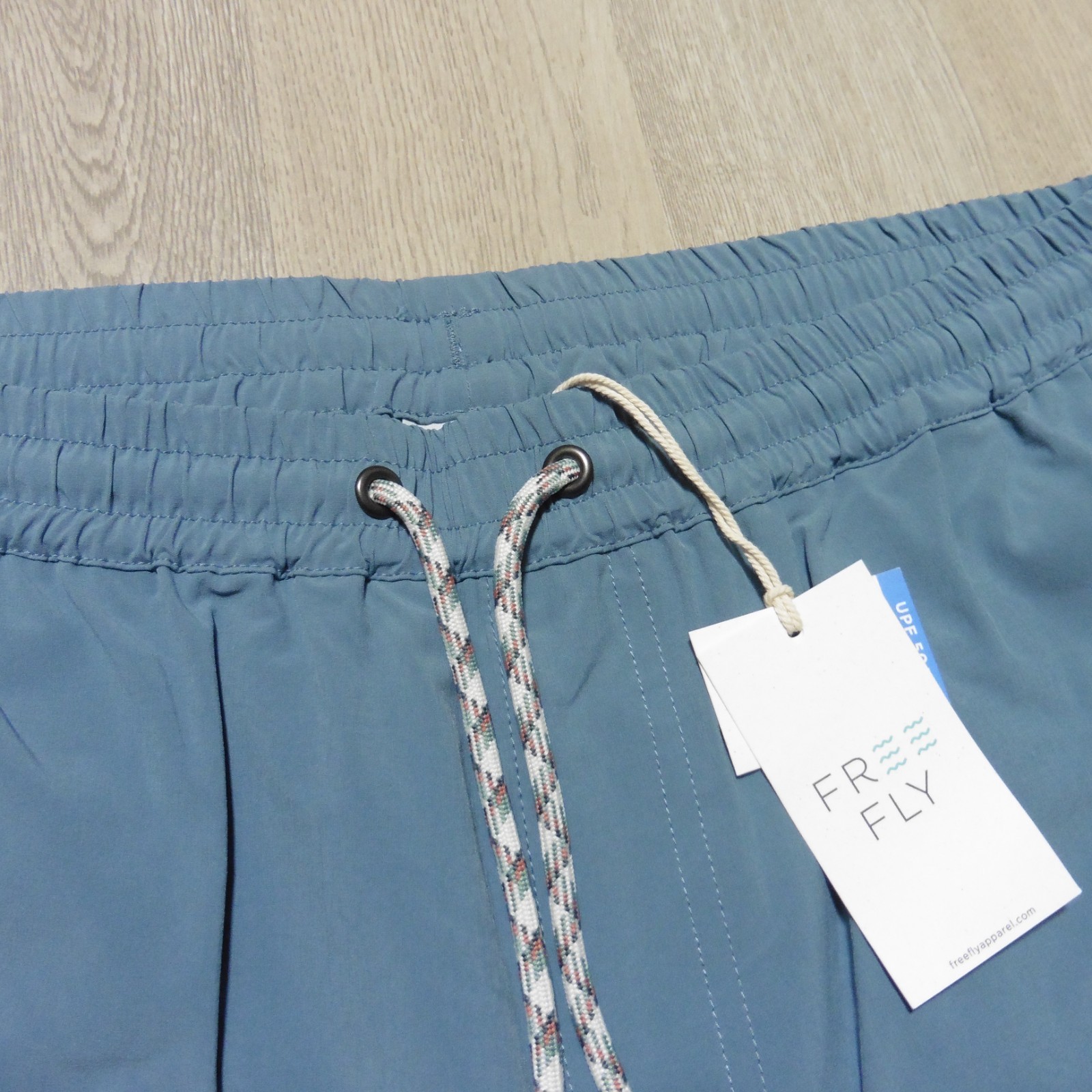 FREE FLY Mens L LARGE ANDROS SHORTS PACIFIC BLUE STRETCH TRUNK FISHING SWIM 7″