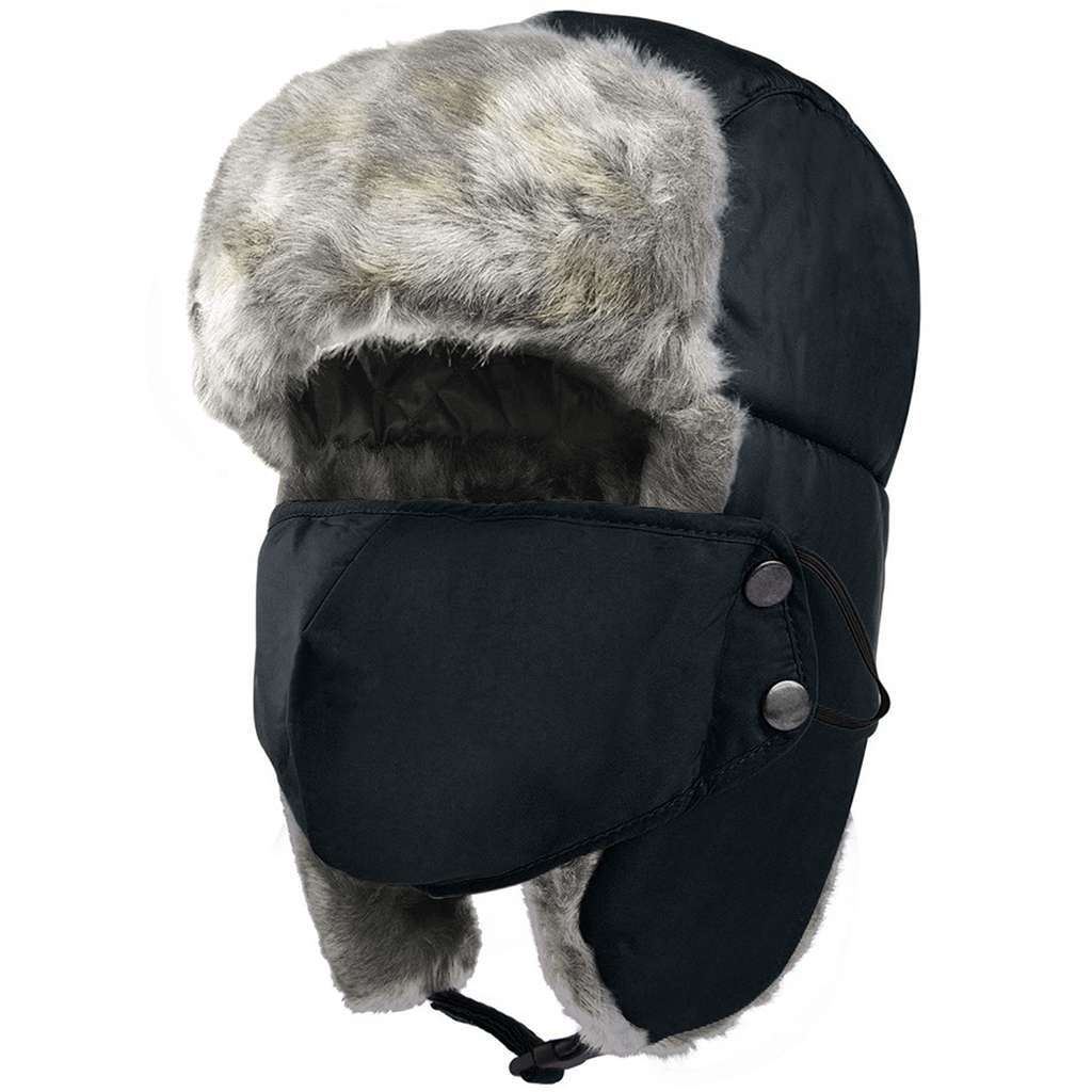 Men Winter Ear Flap Trapper Hat Face Mask Fur thermal Warm Snow Ski Cap Women