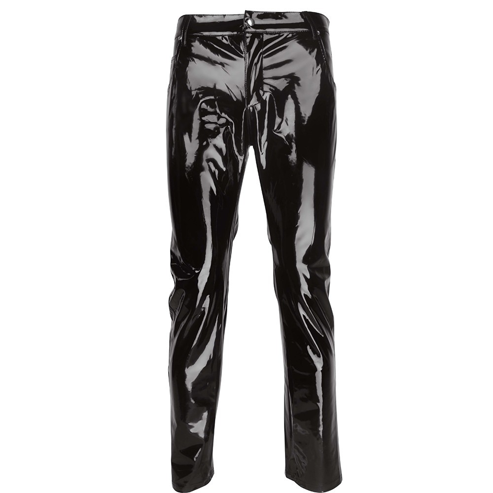 Men Faux Leather PVC Pants Trousers Long Shiny Clubwear Punk Gothic Black Pants