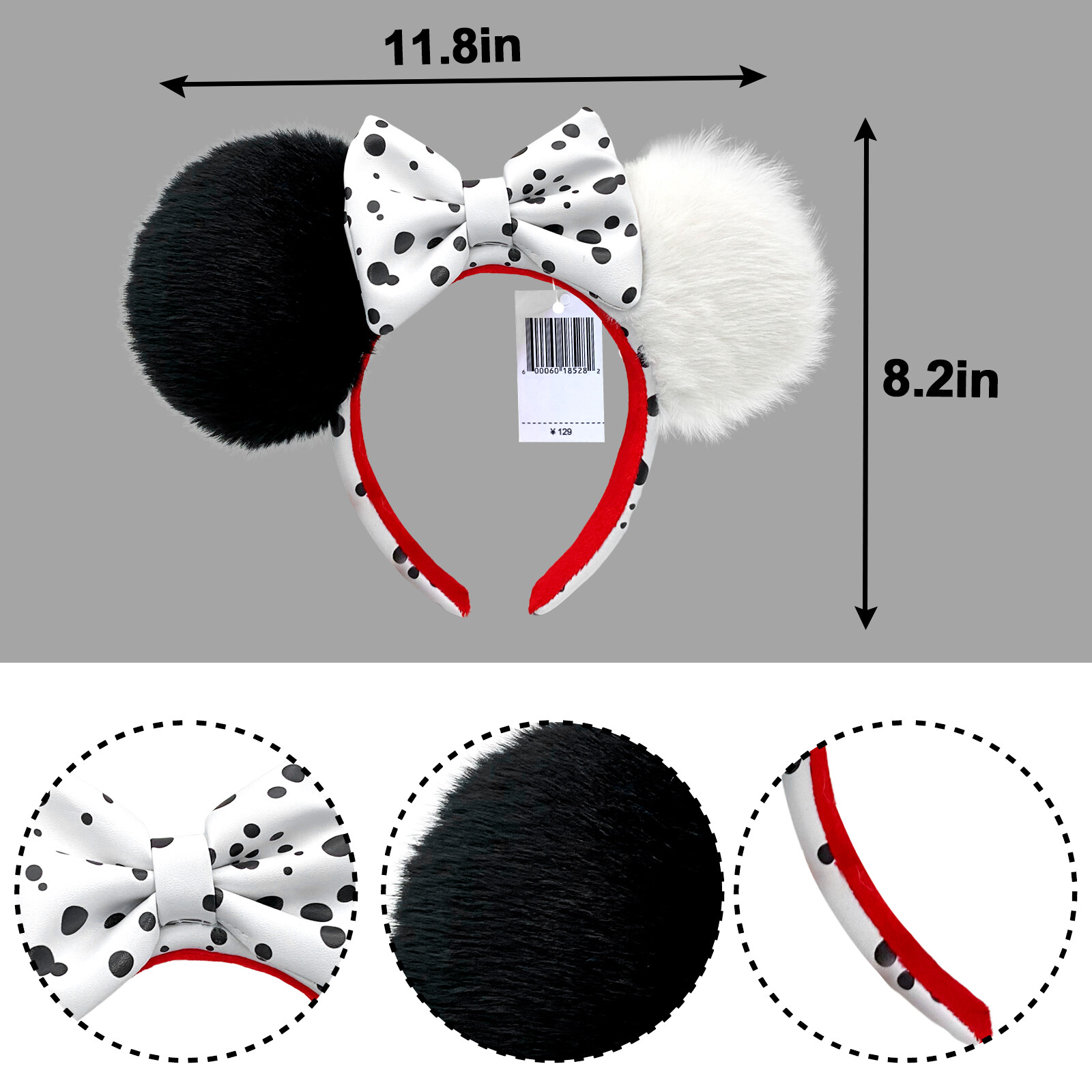 Disney- Parks 101 Dalmations Cruella Devil Headband Minnie Mickey Mouse Ears
