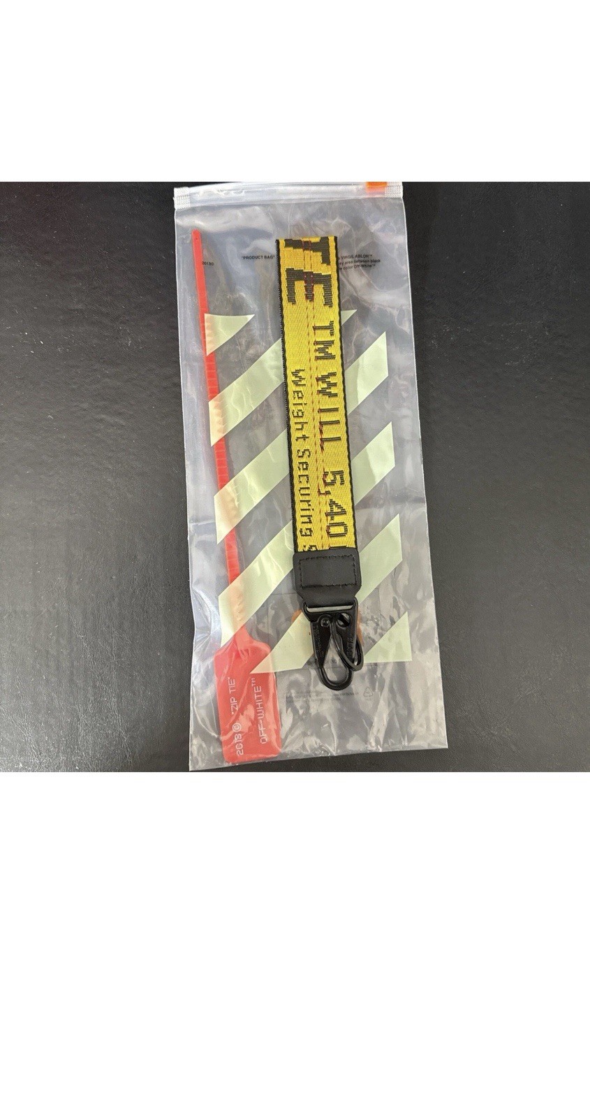 Off-White Yellow Black Red Key Chain Logo Strap Red Tag Men Fabric Metal Plastic