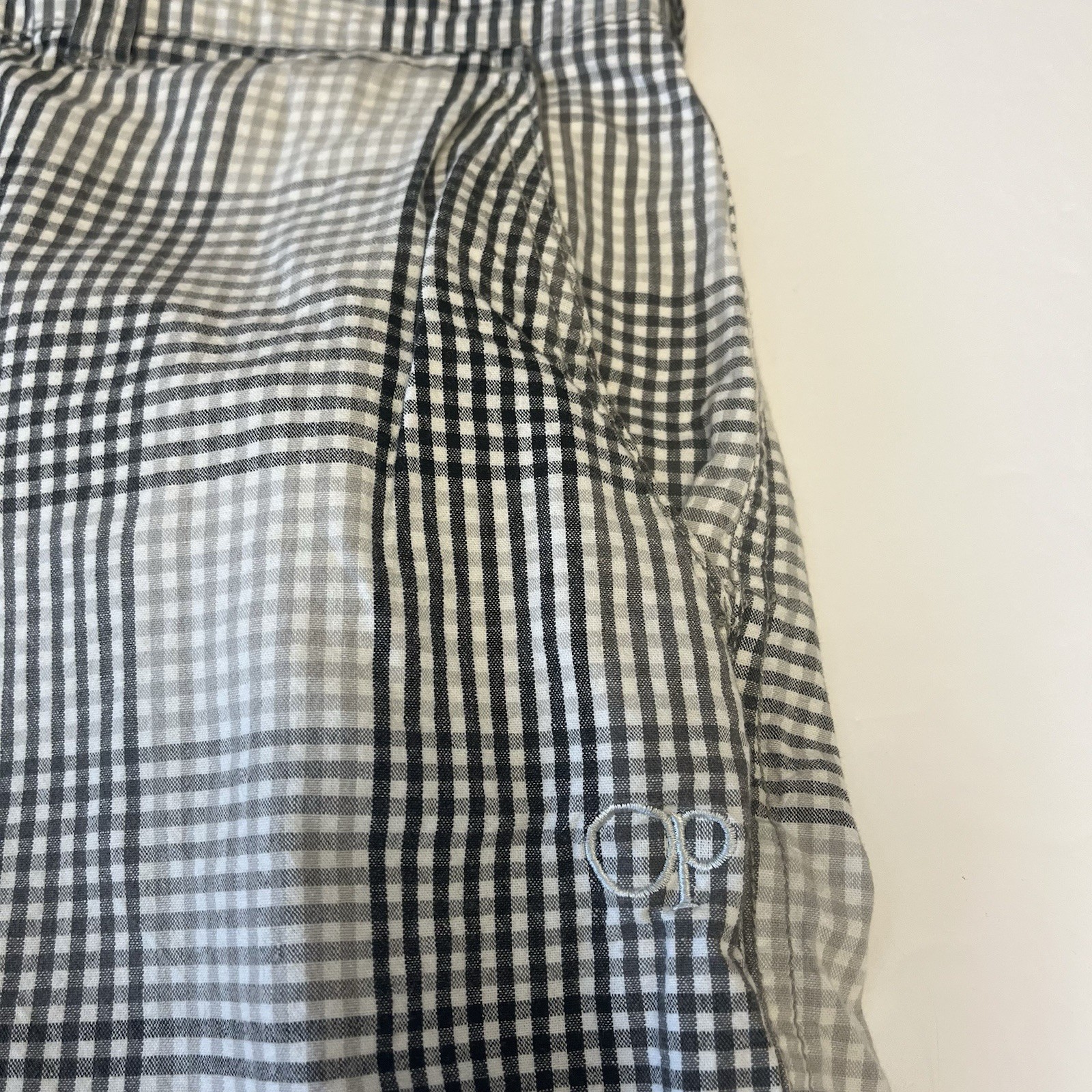 Men’s Vintage OP Ocean Pacific Shorts White Black Gray Pockets Size 34